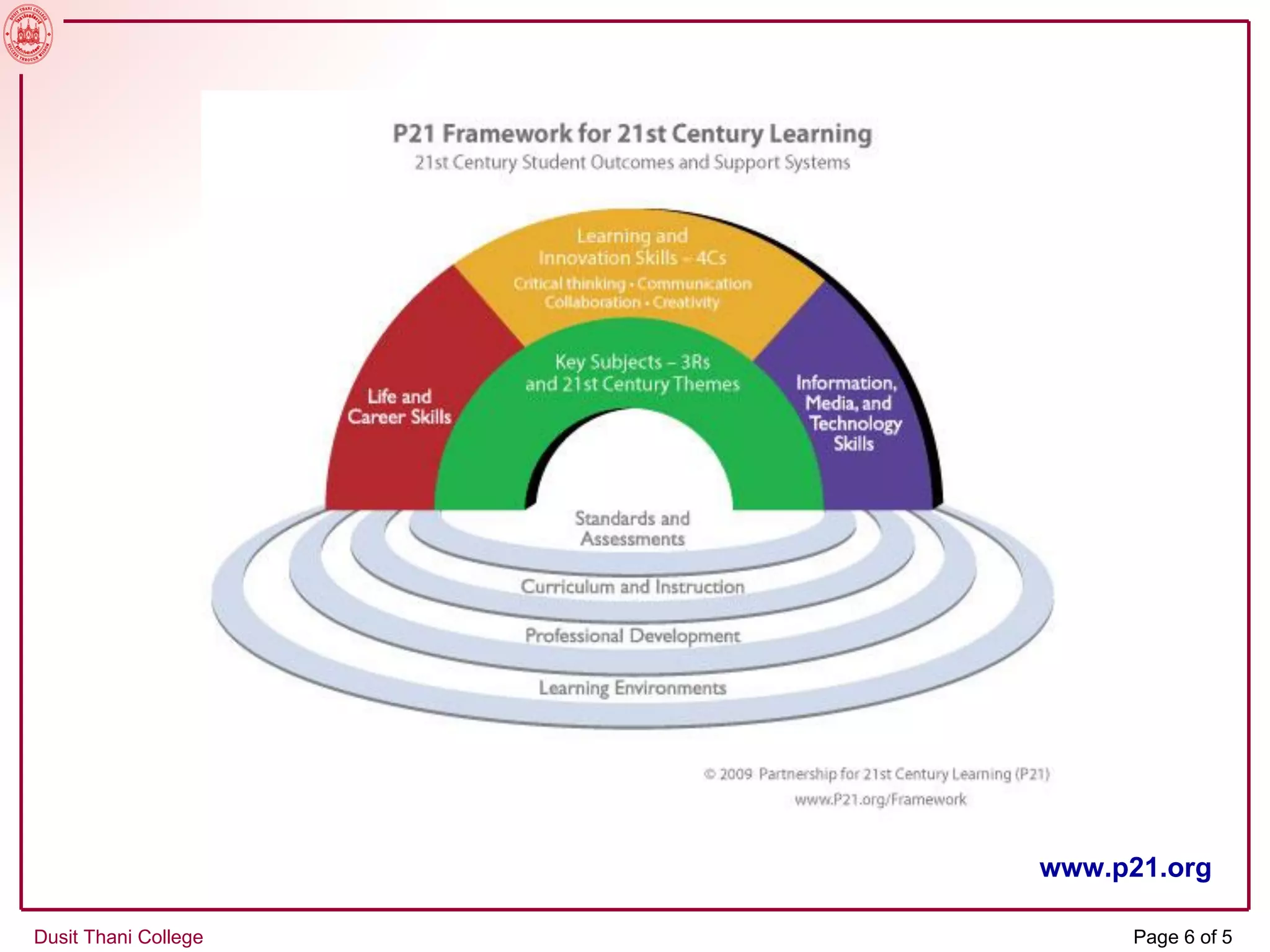 Dusit Thani College Page 6 of 5
www.p21.org
 