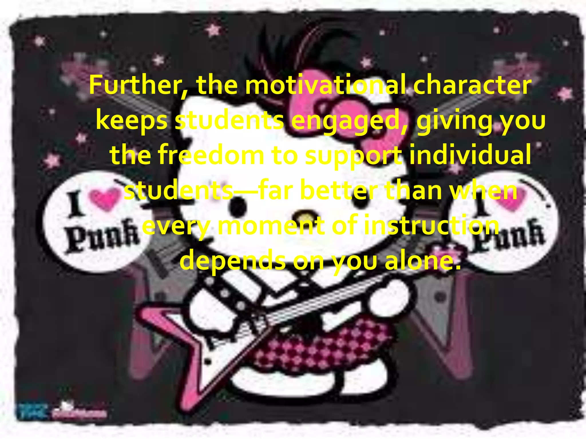 “We worked on the project on and off for
much of the year. At the beginning, I would
let the students work on the project one day
every week or so. When that day came,
students would pump their arms and say,
“Yes!” The students were so into the project
that the class just basically ran itself. I would
wander the room getting group updates and
be available to help with individual group
problems. Students were always asking for
more time on the computers, even 10 minutes
here and there. Sometimes students would
hang around for hours after school; when
their parents came to pick them up they
would have a hard time getting the students
to leave.”
—Middle school teacher

 