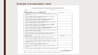 Example of presentation rubric
 