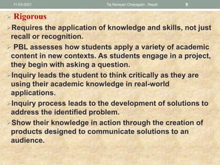 Academic Rigor Examples Project Based Learning M.ED. Teaching Strategic or Class room Dynamic ...