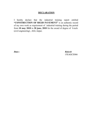 Road Declarations Example rigid and flexiable pavement of highway Project bbjr report | PDF