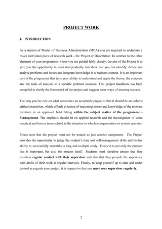 MBA Project Report as per Osmania University | DOC