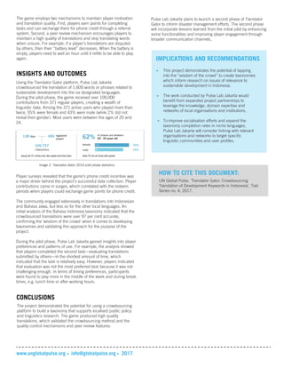 The game employs two mechanisms to maintain player motivation
and translation quality. First, players earn points for comp...