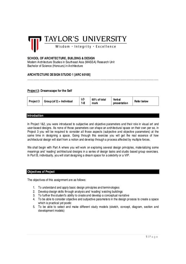 Project brief 3 architecture studio 1. march 2014