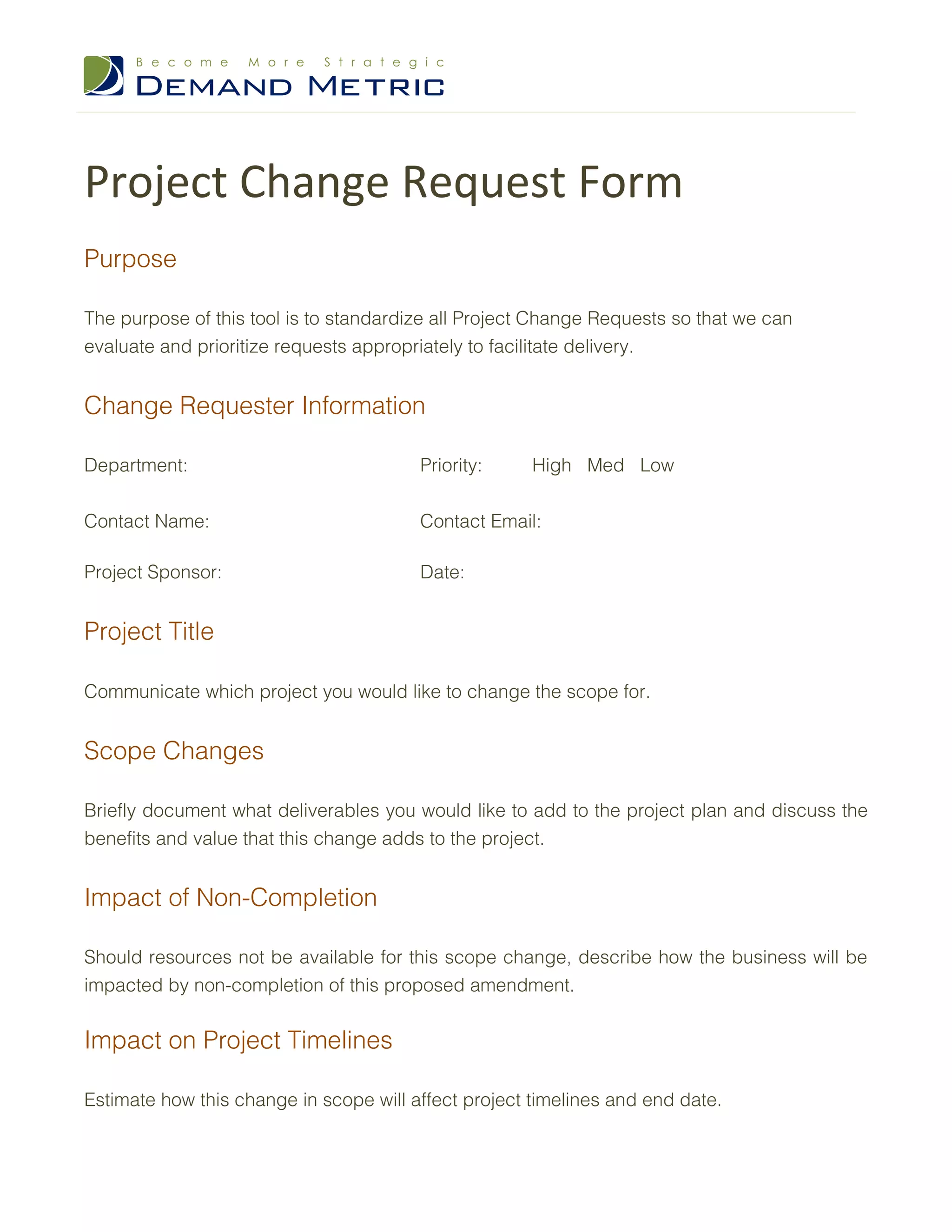 Project Change Request Form | PDF
