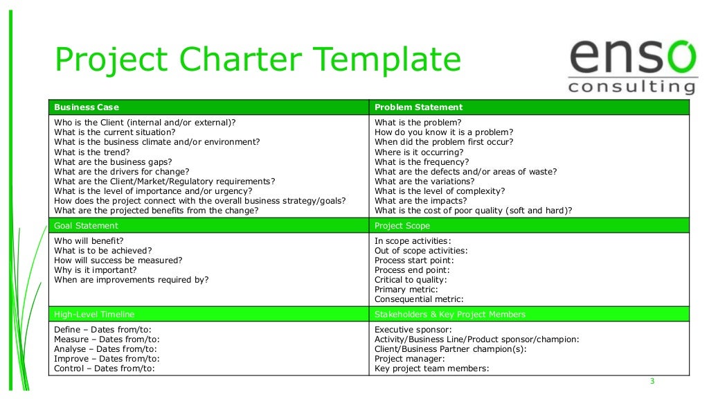 Lean Six Sigma Project Charter Template Web Lean Six Sigma Project ...