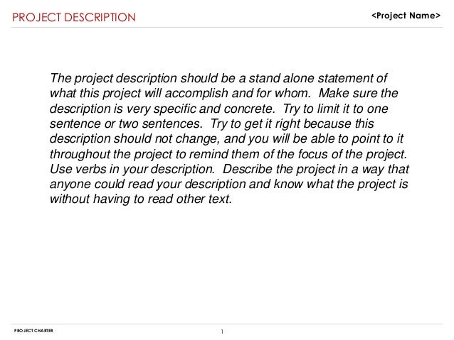 project charter sample project description