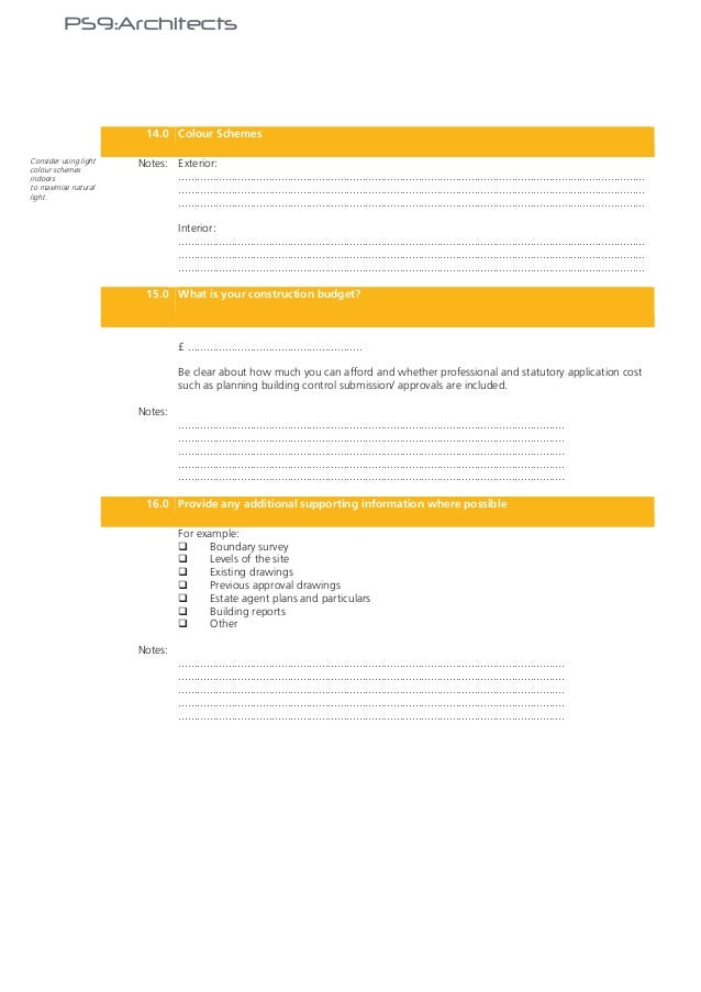 Architect Your Home Project checklist