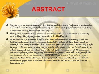 ABSTRACT

 Graphic re pre se ntatio n is ve ry impo rtant te rm in maths but it is no t o nly use d in mathe matics.
  I is use d in e ve ry kind o f wo rk which is do ing o n a larg e scale . Graphs sho ws us e ve ry thing
   t
  in ve ry small, in ve ry fre q ue nt and cle ar way.
 Thro ug h o ur swe e t and lo ve ly pro je ct we trie d to sho w that ho w scho o l are a is co ve re d by
  vario us thing s like playing g ro und o ur vatika, scho o l building e tc.
 We me asure d o ur scho o l are a in diffe re nt se ctio ns. We me asure d o ur scho o l g ro und, o ur
  building , vaika, pump ho use , car parking , baske tball co urt and all tho se thing s which we
  ne e de d fo r o ur math pre se ntatio n. O ur all me mbe rs o f o ur te am have do ne o utstanding jo b fo r
  the pro je ct. The n we co me to make o ur pro je ct file . We all de co rate d o ur file . We made to pic,
  ackno wle dg e me nt, inde x, abstract, and co nte nt. I the last we made re sult. We made many
                                                             n
  calculatio ns fo r pro je ct we e njo y ve ry much during o ur pro je ct wo rk. We are all g re atfull to
  o ur te ache rs and o ur o ne te am me mbe r HI A SHU who co uld no t e njo ye d o ur pro je ct.
                                                     MN
  B cause his hand be came fracture d during pro je ct. I was an unfo rtunate ly e ve nt. We all
    e                                                           t
  me mbe rs are sympathe tic abo ut him. B in the last afte r that accide nt he also do ne the
                                                 ut
  tre me ndo us jo b.
 
