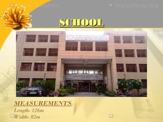 SCHOOL




MEASUREMENTS:
Length- 126m
Width- 82m
 
