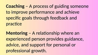 Coaching Proccess Effective Coaching and Mentoring Using the GROW Model Framework | PPTX