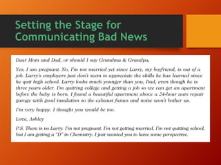 Setting the Stage for
Communicating Bad News
 