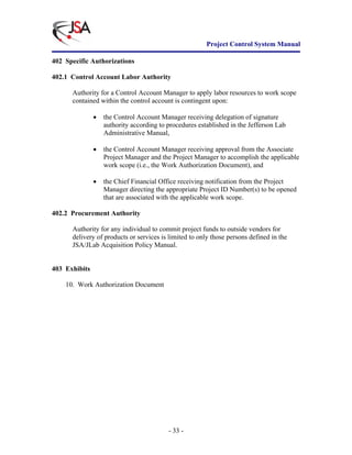 Project Control System Manual | PDF