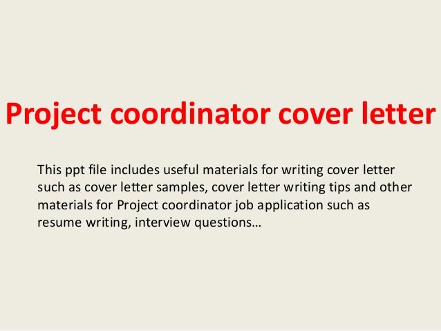 cover letter sample for project coordinator