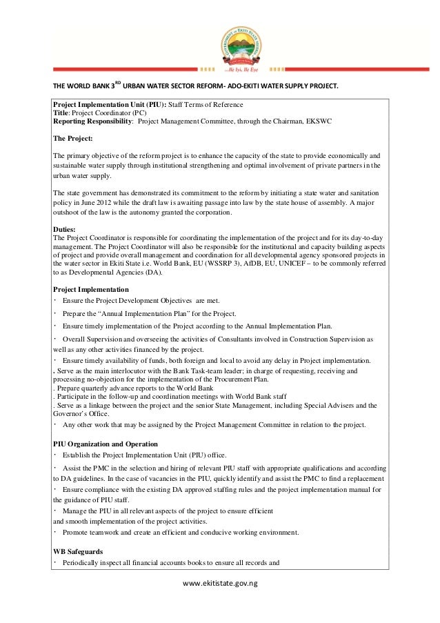 world bank terms of reference template