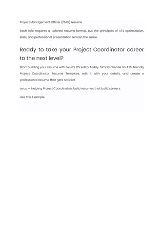 Project Coordinator Resume Examples & Writing Guide for 2025 | PDF