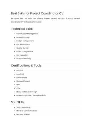 Project Coordinator Resume Examples & Writing Guide for 2025 | PDF