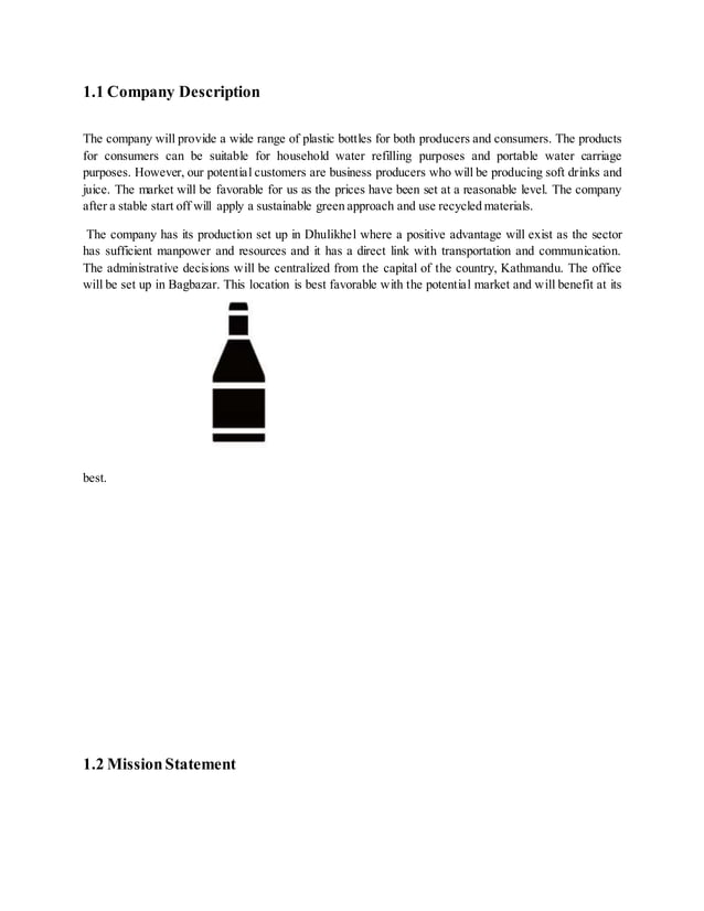 plastic bottle manufacturing business plan pdf