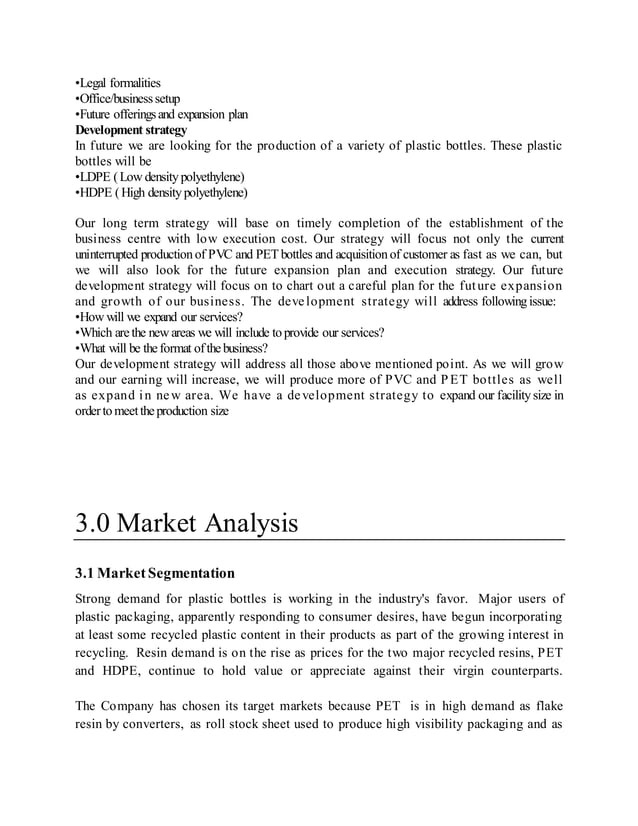 Plastic Manufacturing Company Business Plan