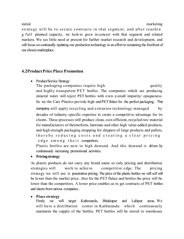 Plastic Manufacturing Company Business Plan