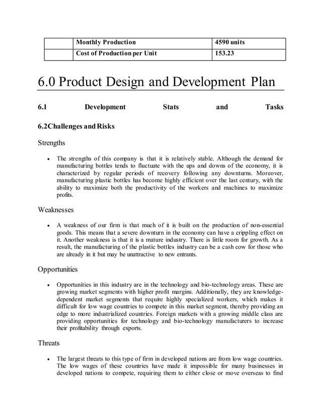 Plastic Manufacturing Company Business Plan