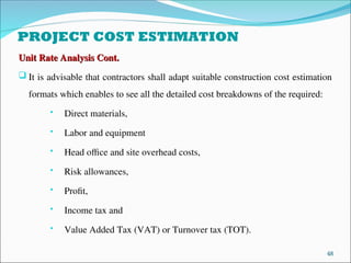 projects of civil works Cost Estimation.ppt