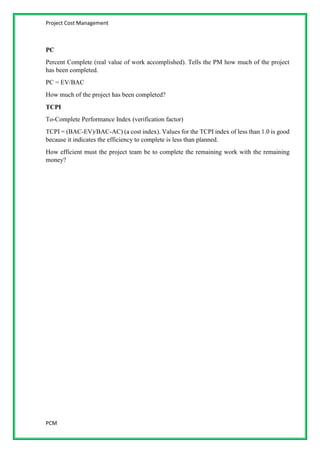 Pocm Project cost management | PDF