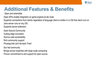 Current Game Server Architectures Everyone and Everything Participating on the Network Product of pragmatic evolution loosely knit collection of self-contained “zone” servers Don't scale well are mono-threaded 
