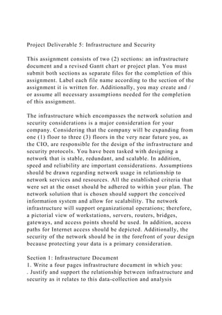 Project Deliverable 5 Infrastructure and SecurityThis assignm.docx