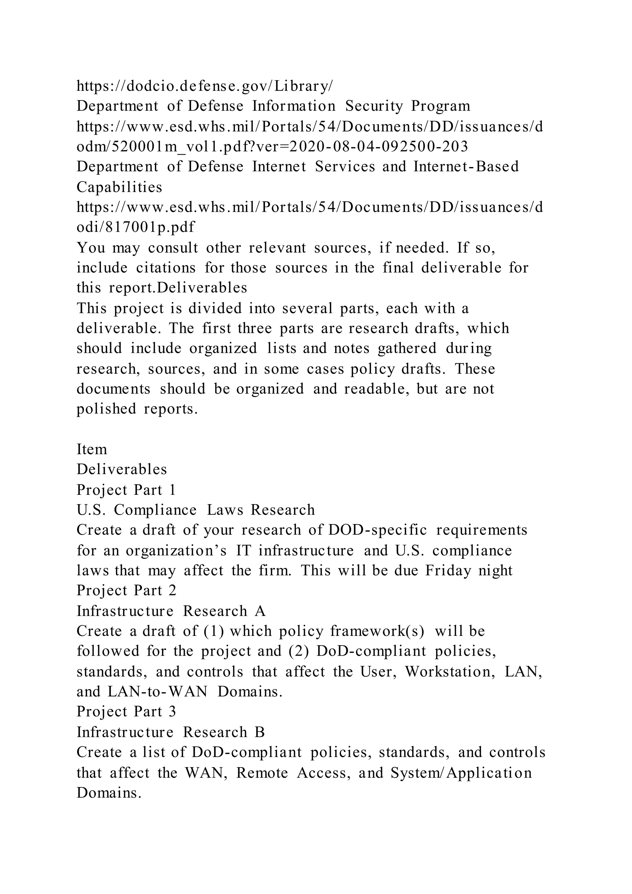 Project department of defense (do d) ready purposethis cours | DOCX