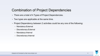 Combination of Project Dependencies
• There are a total of 4 Types of Project Dependencies.
• Two types are applicable at the same time.
• Project Dependency between 2 activities could be any one of the following:
• Mandatory-External
• Discretionary-External
• Mandatory-Internal
• Discretionary-Internal
Designed and Developed by https://www.pmbypm.com 13
 