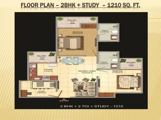 FLOOR PLAN – 2BHK + STUDY – 1210 SQ. FT.

 