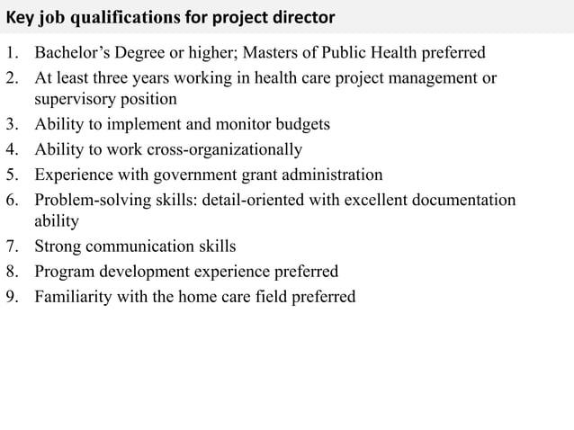 Project Director Job Description