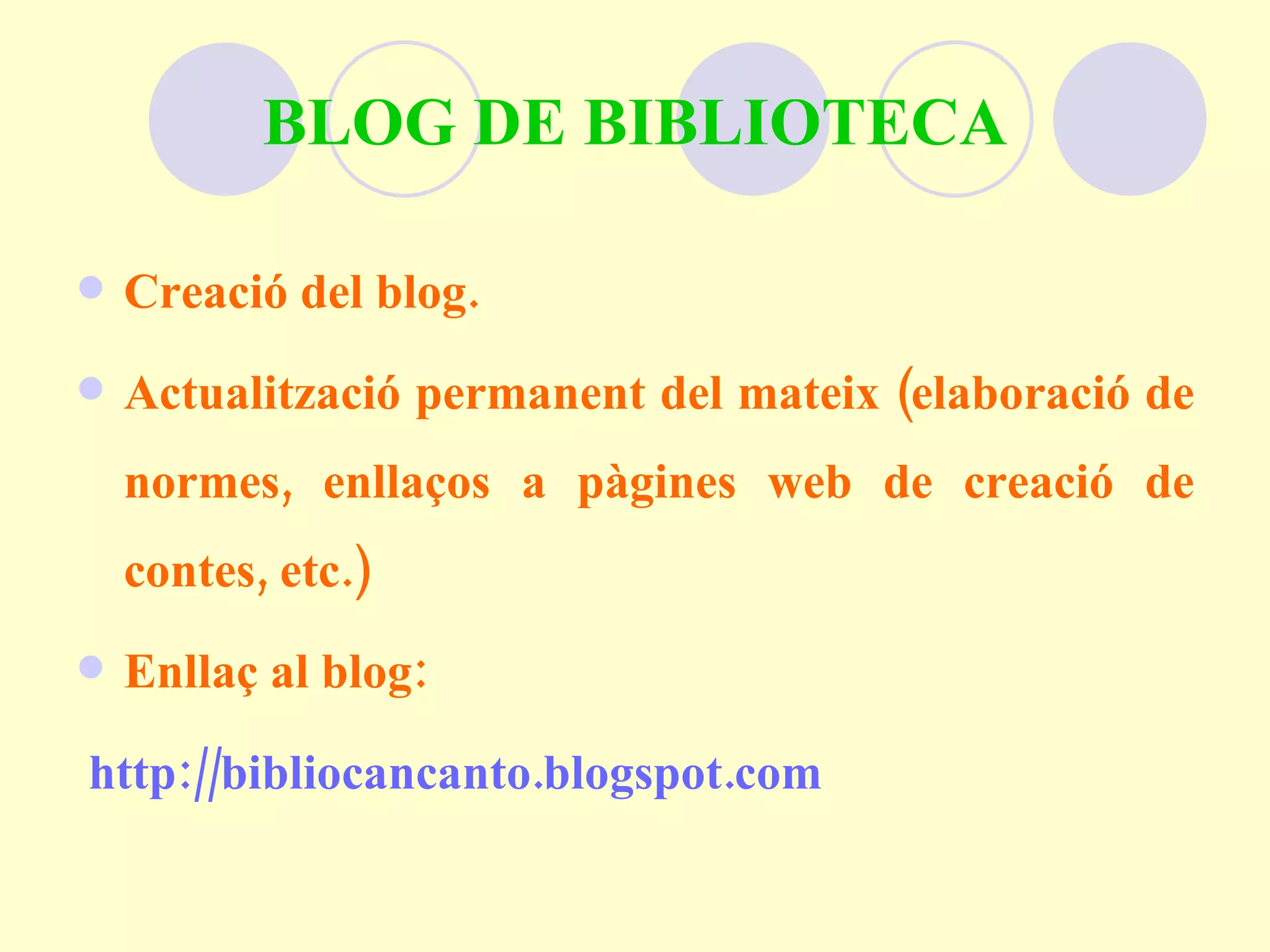 PROJECTE DINAMITZACIÓ BIBLIOTECA | PPT
