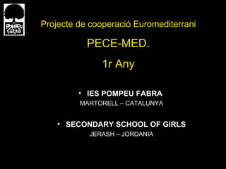 [object Object],[object Object],[object Object],[object Object],Projecte de cooperaci ó  Euromediterrani PECE-MED.  1r Any 
