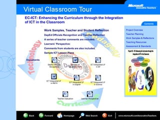 Documents Work Samples, Teacher and Student Reflection DepEd Officials Recognition and Teacher Reflection A series of teacher comments are included. Learners’ Perspective: Comments from students are also included. Sample ICT Lesson Plans 