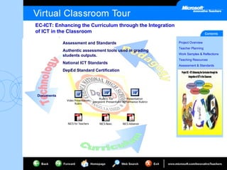 Documents Assessment and Standards Authentic assessment tools used in grading students outputs. National ICT Standards DepEd Standard Certification 