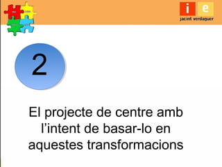2
El projecte de centre amb
l’intent de basar-lo en
aquestes transformacions
 