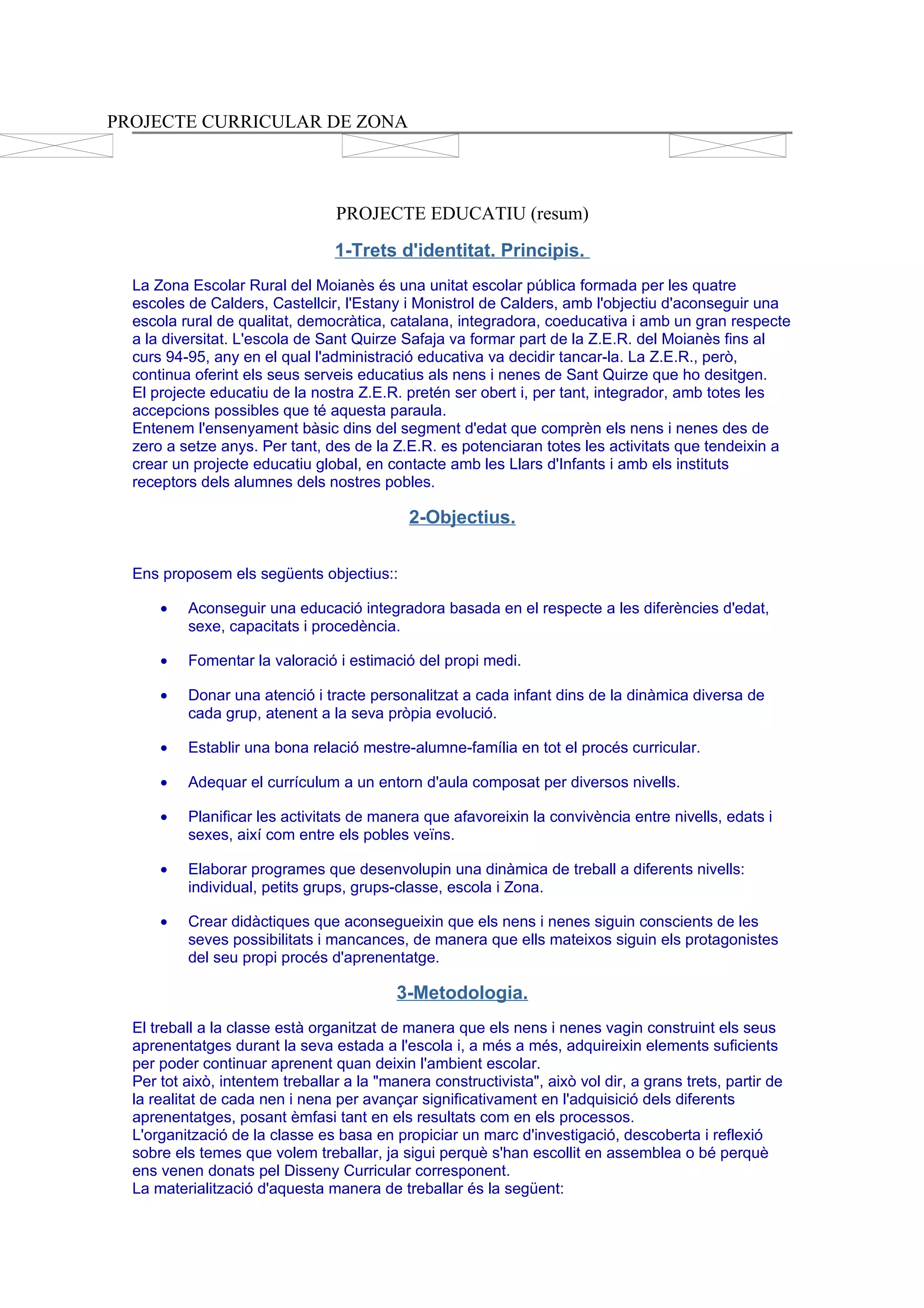 Projecte curricular de zona