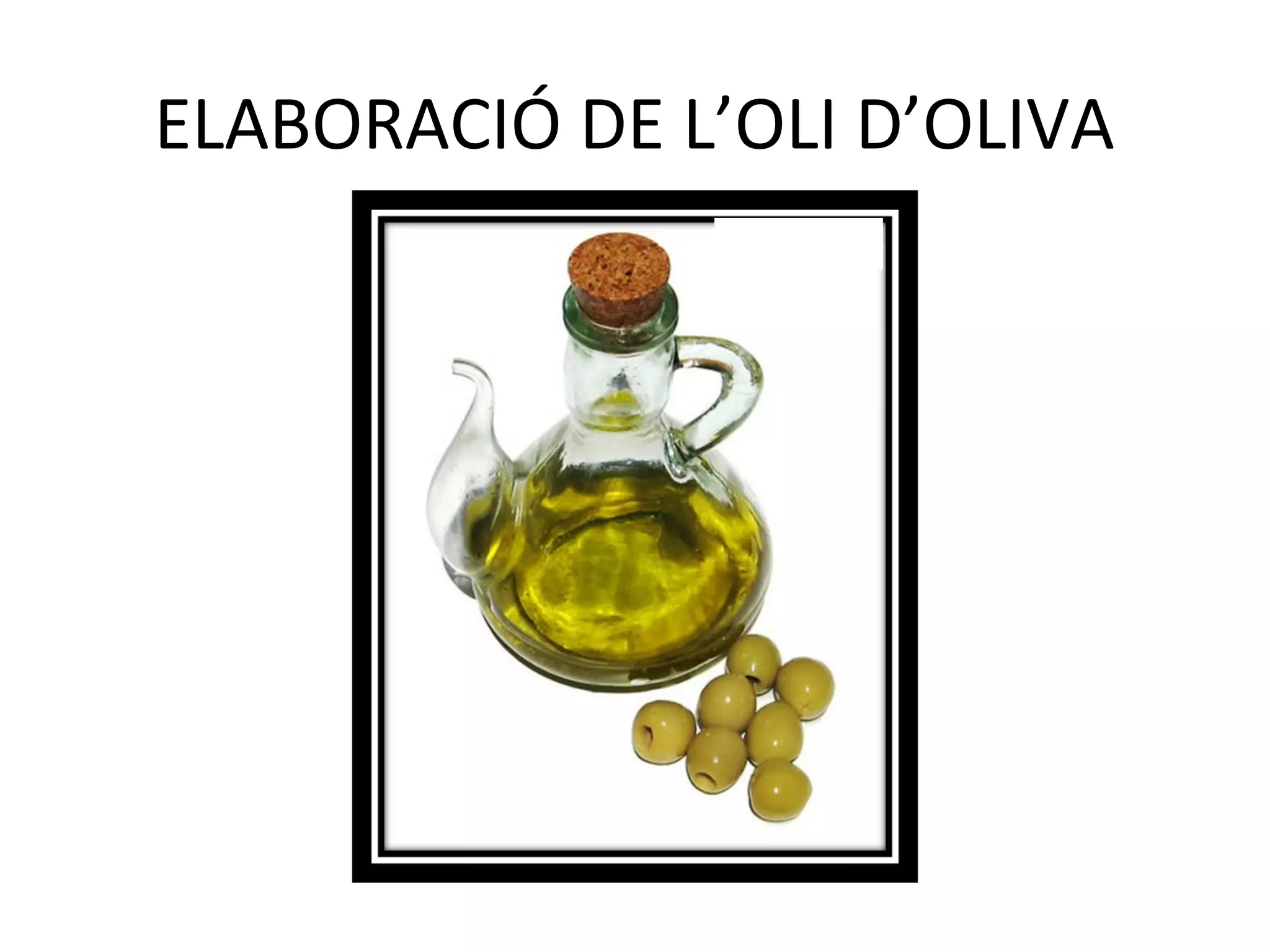 ELABORACIÓ DE L’OLI D’OLIVA
 