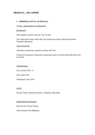 Projecte joc  esport