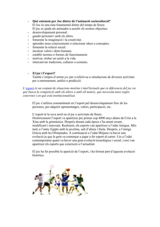 Projecte joc  esport