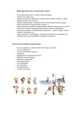 Projecte joc  esport