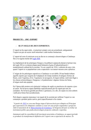 Projecte joc  esport