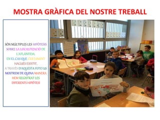 MOSTRA GRÀFICA DEL NOSTRE TREBALL
SÓN MÚLTIPLES LES HIPÒTESIS
SOBRE LA LOCALITZACIÓ DE
L’ATLÀNTIDA.
EN EL CAS QUE CERTAMENT
HAGUÉS EXISTIT,
A TRAVÉS D’AQUESTA FOTO US
MOSTREM DE QUINA MANERA
HEM REGISTRAT LES
DIFERENTS HIPÒTESI
 