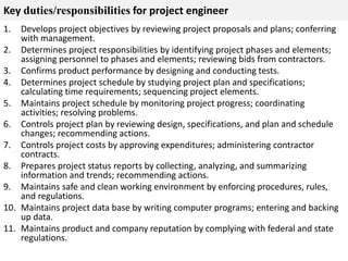 What are the roles and responsibilities of project engineer