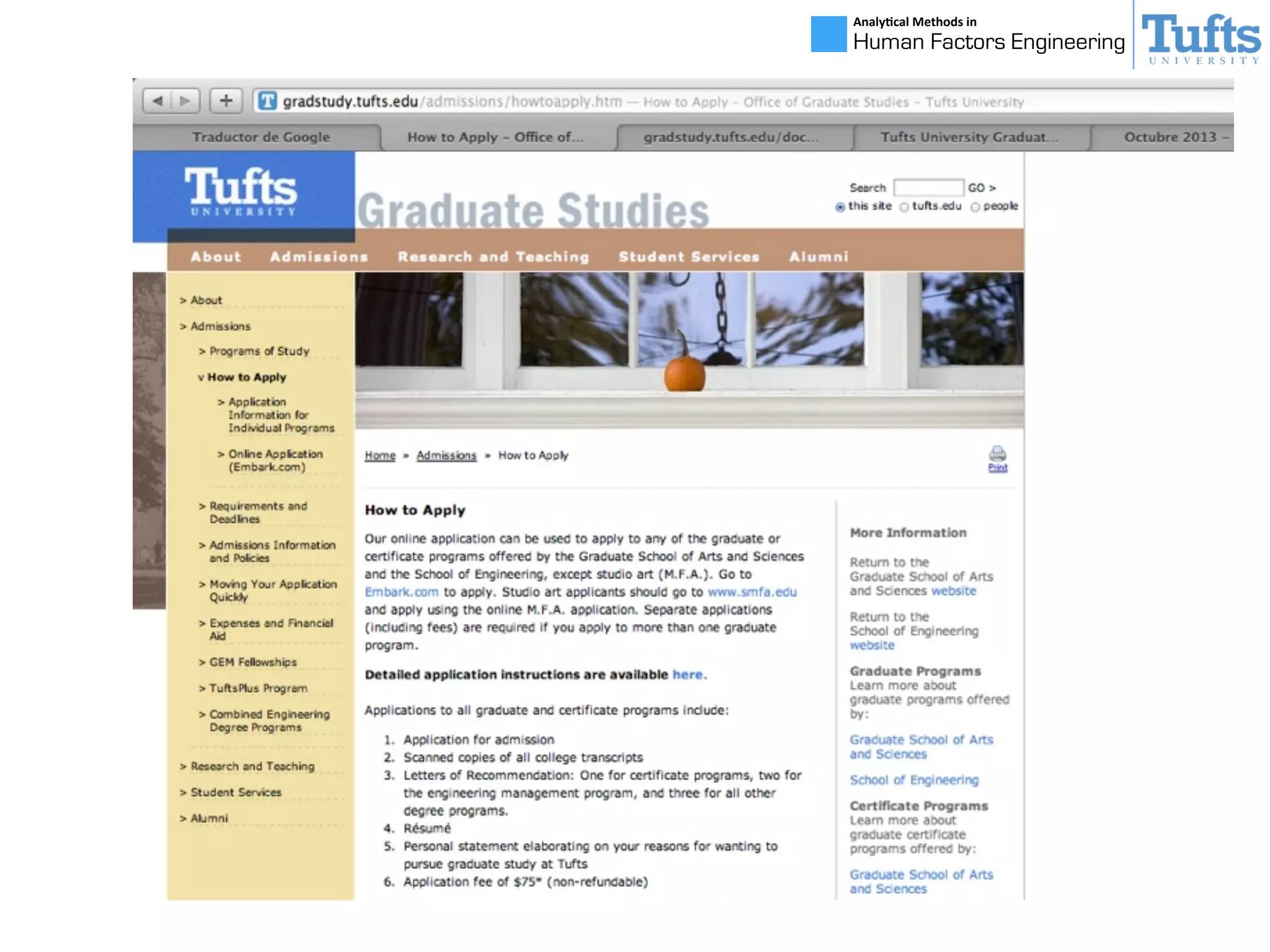 Analy&cal	
  Methods	
  in	
  
Human Factors Engineering
 