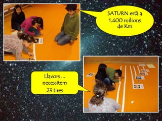 SATURN està a
                1.400 milions
                    de Km




 Llavors ...
necessitem
  23 tires
 