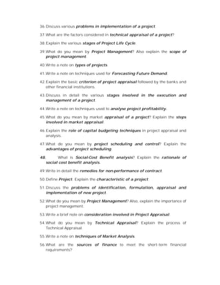 Project evaluation and implementation notes and questions | PDF