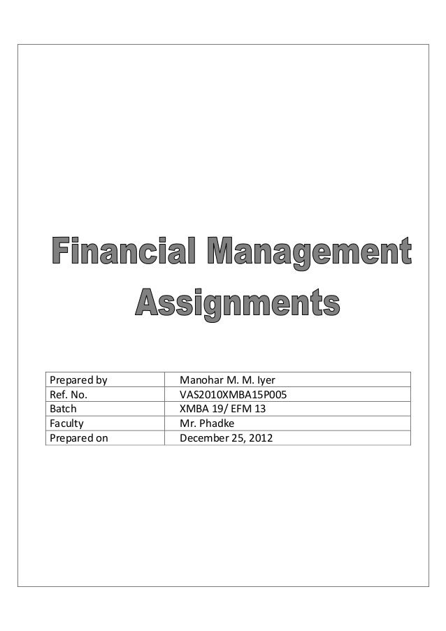 Sample assignment for financial management